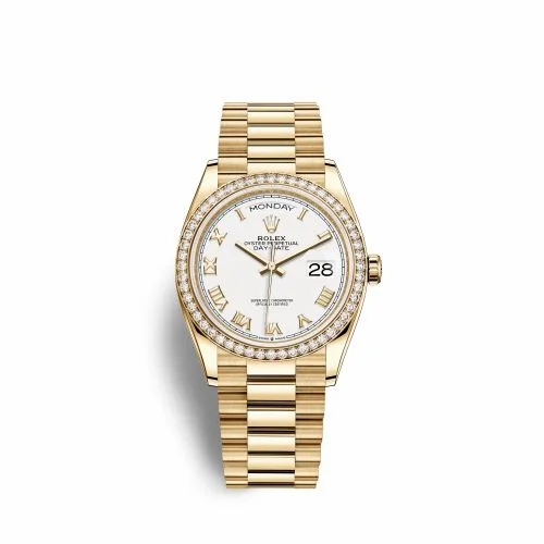 Rolex Day-Date 36 Yellow Gold Diamond / White - Roman / President 128348RBR-0042 (M128348RBR-0042)